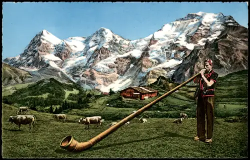 Ansichtskarte Schweiz Helvetia Suisse Alphornbläser 1962