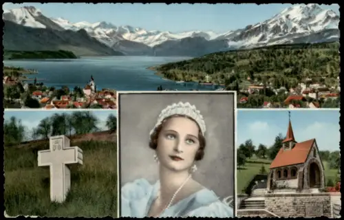 Küssnacht am Rigi Mehrbild-AK Gedächtniskapelle Königin ASTRID von Belgien 1950
