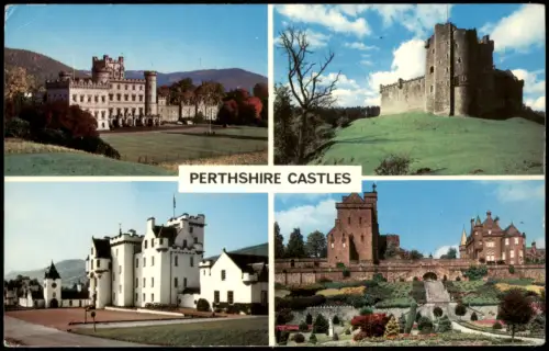 Perthshire Mehrbildkarte mit Burgen Schottland Pertshire Castles 1979