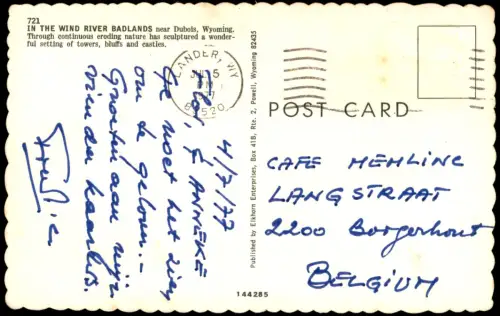 Postcard Wyoming IN THE WIND RIVER BADLANDS near Dubois, Wyoming 1977
