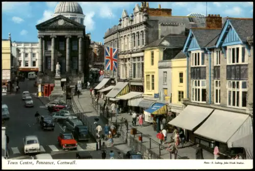 Postcard Penzance Town Centre, Penzance, Cornwall 1965