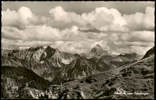 .Bayern Blick vom Sipplinger auf die Nebelhorngruppe und Hochvogel 1960