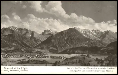 Ansichtskarte Oberstdorf (Allgäu) Panorama-Ansicht Blick zu den Bergen 1920