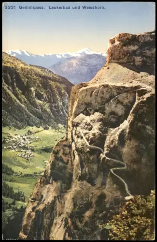 Leukerbad Leiggerbad Loèche-les-Bains Umlandansicht Gemmipass Weisshorn 1910