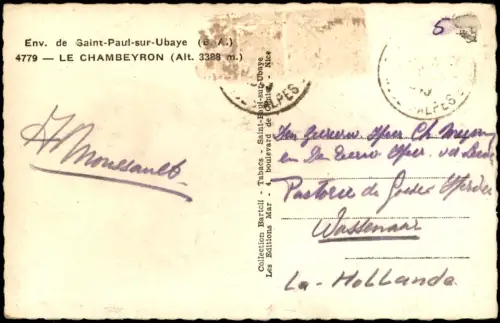 .Frankreich Frankreich Env. de Saint-Paul-sur-Ubaye LE CHAMBEYRON 1950