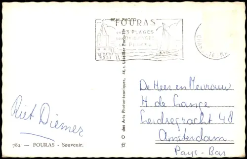 Fouras Souvenir Mehrbildkarte mit Ortsansichten u.a. Strand Plage 1955