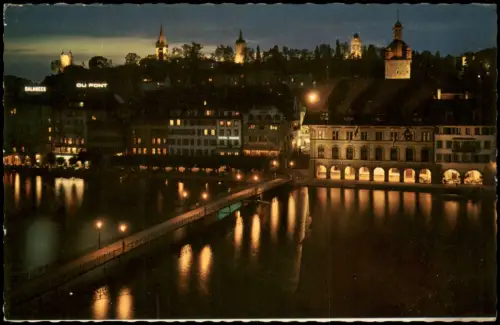 Ansichtskarte Luzern Lucerna Stadtteilansicht Rathaus und Museggtürme 1960