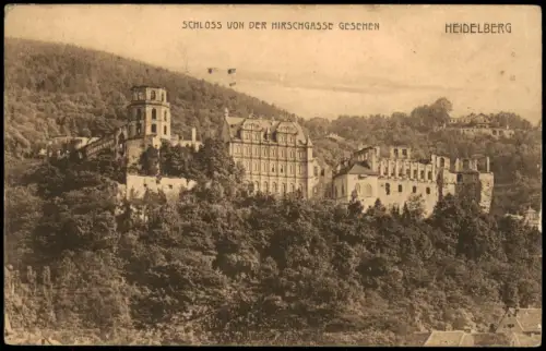 Ansichtskarte Heidelberg SCHLOSS VON DER HIRSCHGASSE GESEHEN 1926