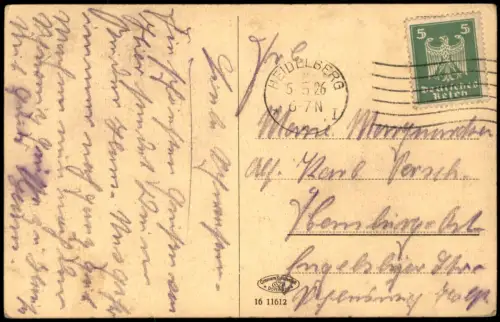 Ansichtskarte Heidelberg SCHLOSS VON DER HIRSCHGASSE GESEHEN 1926