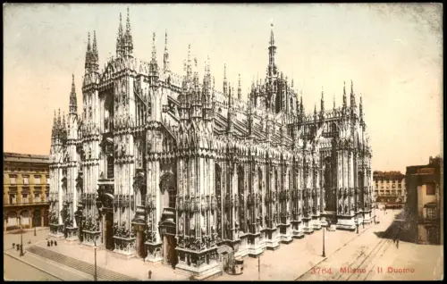 Cartolina Mailand Milano Duomo Dom Vorplatz Außenansicht 1908