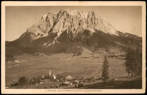 Ansichtskarte Lermoos Panorama-Ansicht mit EHRWALD GEGEN ZUGSPITZMASSIV 1920