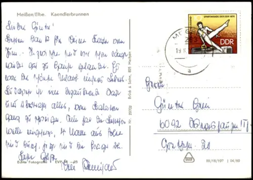 Ansichtskarte Meißen Partie am Kaendlerbrunnen DDR AK 1969