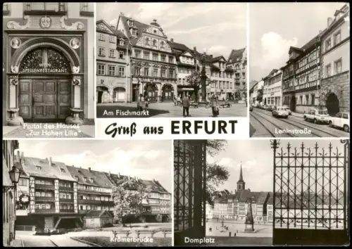 Erfurt DDR Mehrbild-AK mit Am Fischmarkt Kramerbrücke Leninstraße Domplatz 1979