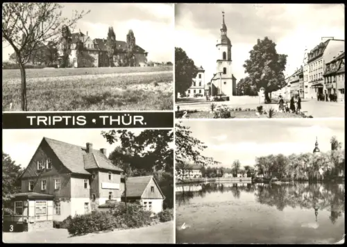 Triptis DDR Mehrbild-AK HO-Autobahn-Raststätte, Schule für Landtechnik uvm 1981