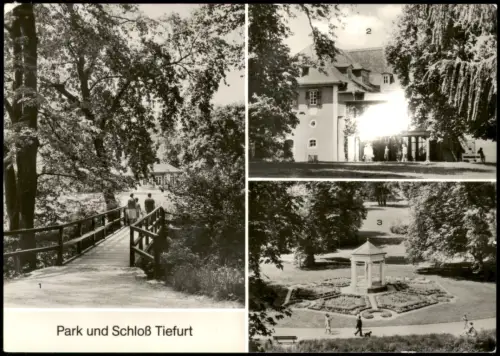 Weimar DDR Mehrbildkarte mit Ortsansichten ua. Teesalon, Schloss Tiefurt 1979