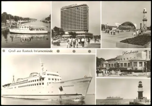 Warnemünde-Rostock Hotel Neptun, Teepott, Leuchtturm, Fährschiff 1982/1981