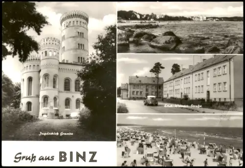 Binz (Rügen) DDR Mehrbild-AK mit Jagdschloss Granitz, Straße, Strand 1983