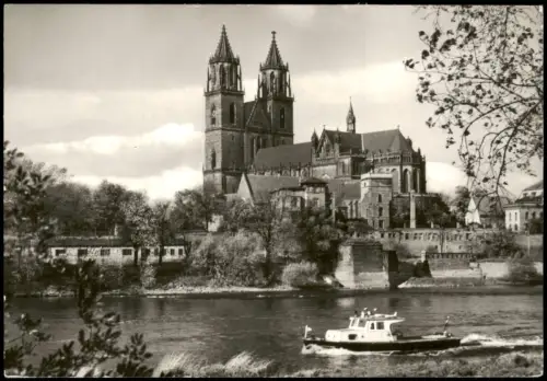 Ansichtskarte Altstadt-Magdeburg Dom zur DDR-Zeit von der Elbe aus 1984/1979