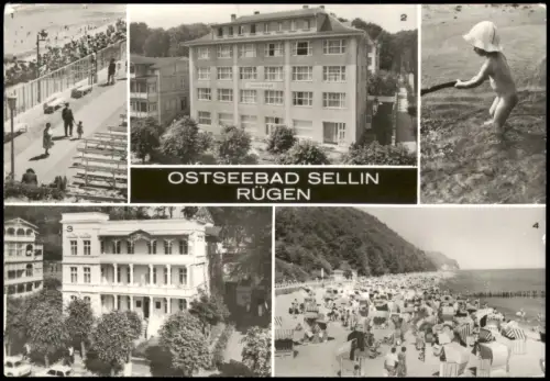 Ansichtskarte Sellin Strand, Erholungsheim Freundschaft + Haus Sellin 1984