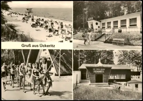 Ückeritz (Usedom) Strand, Strandklause, Neptunfest, Fischerhütte 1980