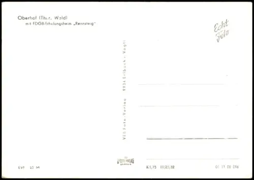 Ansichtskarte Oberhof (Thüringen) FDGB-Erholungsheim "Rennsteig" 1975