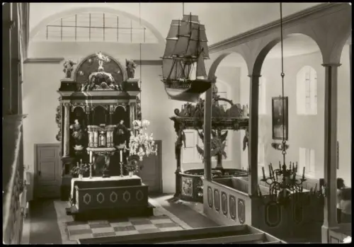 Ansichtskarte Prerow Seemannskirche Innenansicht zur DDR-Zeit 1988