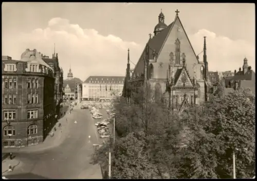 Ansichtskarte Leipzig Thomaskirche mit Vorplatz zur DDR-Zeit 1967