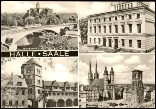 Halle (Saale) DDR Mehrbild-AK mit Giebichenstein, Moritzburg, Marktplatz 1975