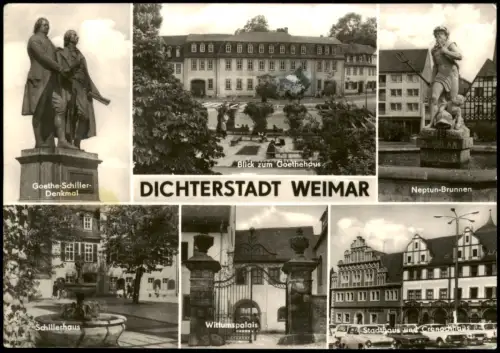 Weimar DDR Mehrbild
 Goethe-Schiller-Denkmal Wittumspalais Neptun-Brunnen 
1974
