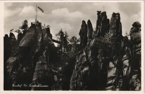 Ansichtskarte Jonsdorf Nonnenfelsen 1940
