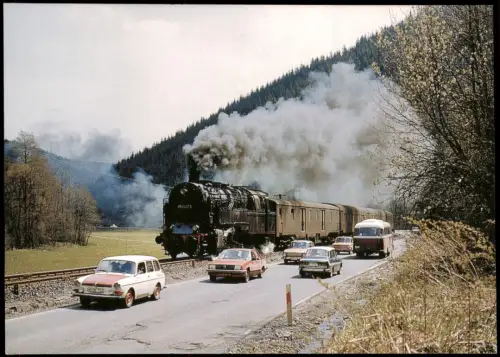 Steinach (Thüringen) Dampflokomotive 95 0027  Personenzug bei Steinach 1981