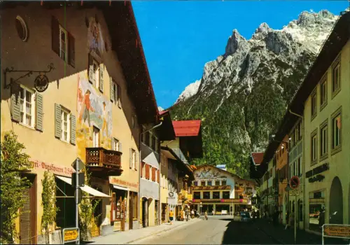 Ansichtskarte Mittenwald Ortspartie mit Wurstwaren Geschäft u.a. 1970