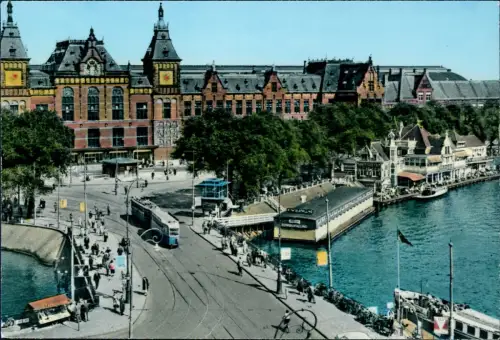 Amsterdam Amsterdam Hauptbahnhof Central Station Colorfotokarte 1968