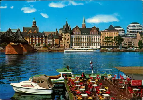 Ansichtskarte Sachsenhausen-Frankfurt am Main Mainufer und Eiserner -Steg 1973