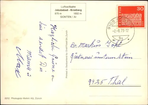 Ansichtskarte Jakobsbad Mehrbild Kronenberg Zug Abtrieb 1973