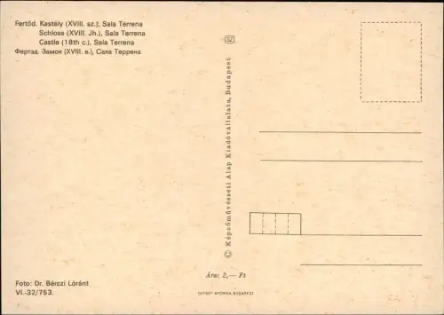Postcard Fertöd Fertőd Kately Schloß - Sala Terrena 1978