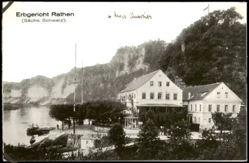 Ansichtskarte Rathen Gasthaus Erbgericht 1912