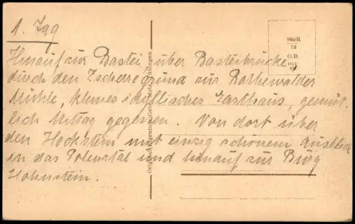 Ansichtskarte Rathewalde Rathenalder Mühle Sächsische Schweiz. 1929