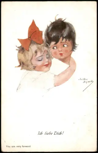 Ansichtskarte  Signierte Künstlerkarte Kinder verliebt Ich liebe Dich! 1910