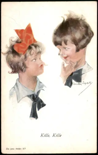 Ansichtskarte  Sign. Künstlerkarte Chicky Spark Kille Kille mit Kindern 1910