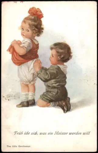 Künstlerkarte Kinder Früh übt sich, was ein Meister werden will 1910