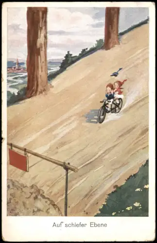 Ansichtskarte  Scherzkarten - Auf schiefer Ebene - Zwerge 1923