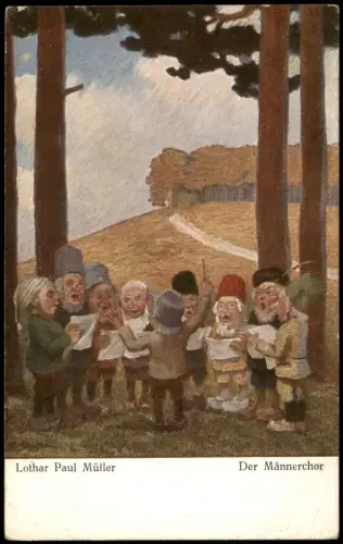 Lothar Paul Müller Künstlerkarte Männerchor Zwege Kobolde 1910