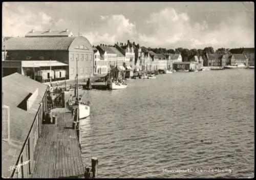 Postcard Sonderburg Sønderborg Havneparti Hafen 1957