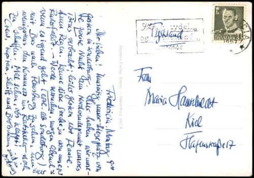 Postcard Sonderburg Sønderborg Havneparti Hafen 1957