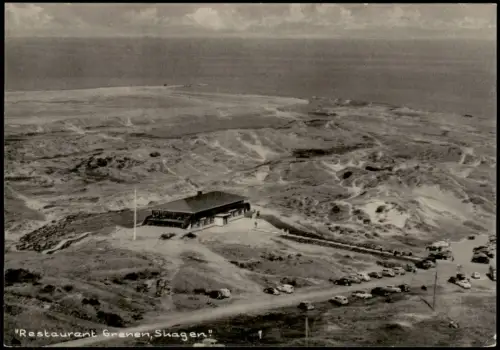 Postcard Skagen Luftfoto Luftbild Restaurant Grenen 1961