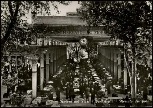 Cartolina Ventimiglia Riviera des Fleurs Vintimille Blumenmarkt 1962
