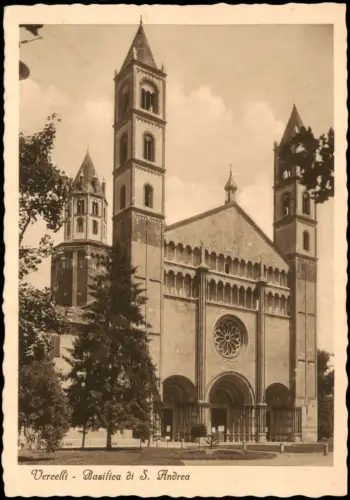 Cartolina Vercelli Piemont Basilica di S. Andrea 1930