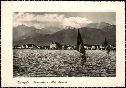 Cartolina Viareggio Panorama e Alpi Apuane 1951