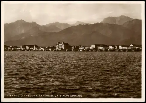 Cartolina Viareggio Veduta Panoramica e Alpi Apuane 1930